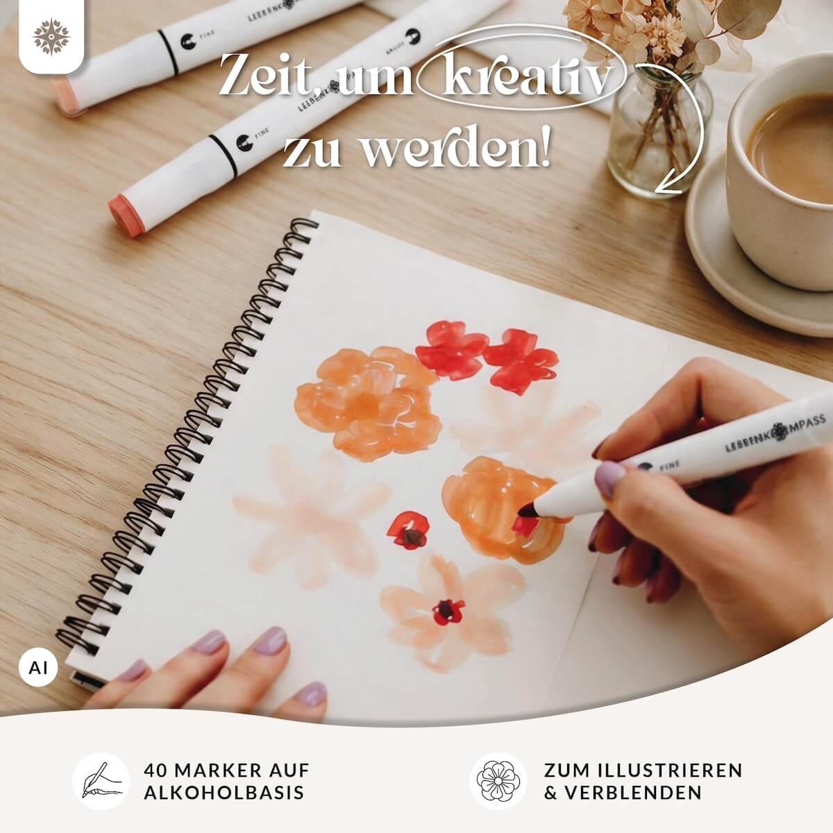 Dual Tip Art Marker - 40 bunte Alkohol Stifte