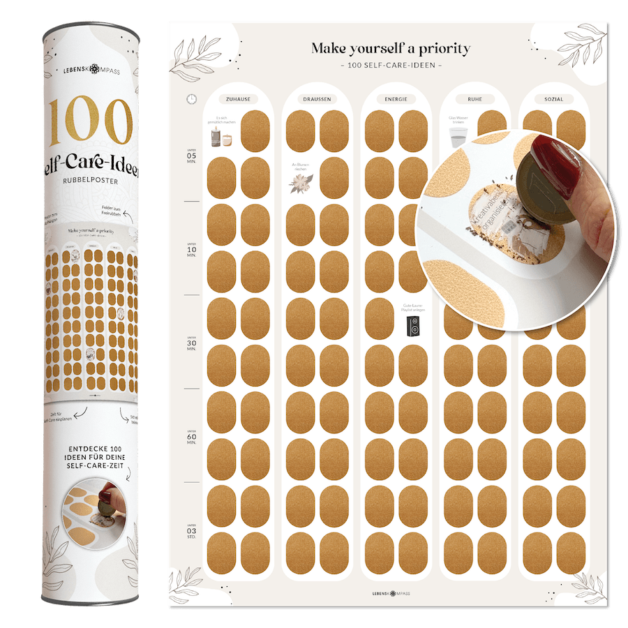 Rubbelposter "Me Time" – 100 Self-Care Ideen