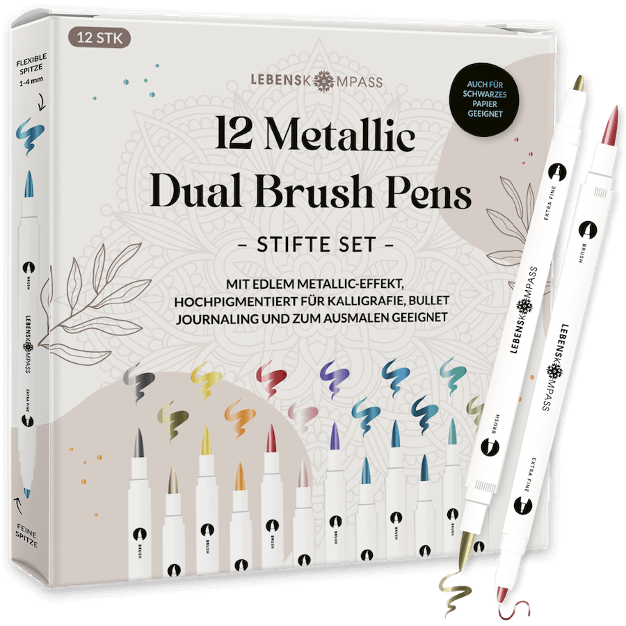 Metallic Dual Brush Pens - 12 bunte Pinselstifte