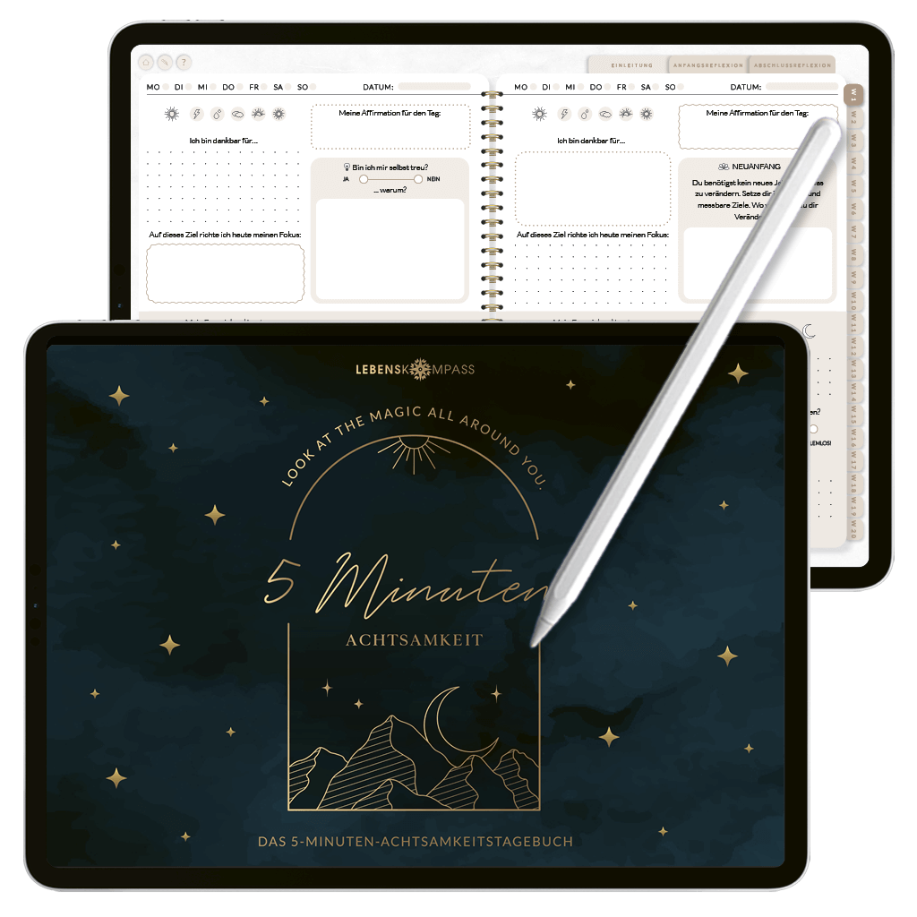 Digitales 5 Minuten-Achtsamkeitstagebuch - PDF mit Hyperlinks