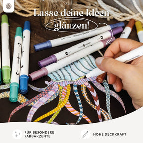 Metallic Dual Brush Pens - 12 bunte Pinselstifte