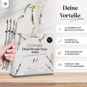 Metallic Dual Brush Pens - 12 bunte Pinselstifte