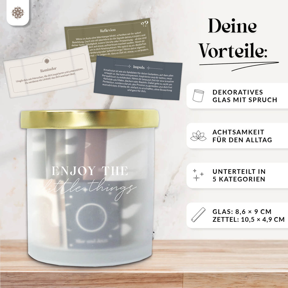 Achtsamkeitsglas mit 30 Zettelchen