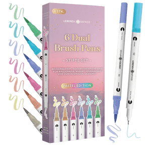 6er Dual Brush Pen Sets - Bunte Pinselstifte