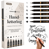 Handlettering Stifte Set - 6 schwarze Stifte
