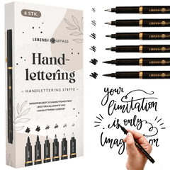 Handlettering Stifte Set - 6 schwarze Stifte