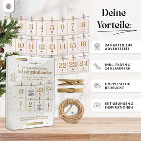 Adventskalender Kartenset zum Aufhängen mit Goldprägung