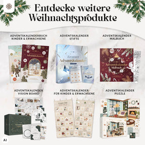 Adventskalender Kartenset zum Aufhängen mit Goldprägung