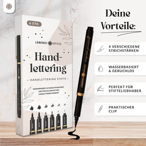 Handlettering Stifte Set - 6 schwarze Stifte