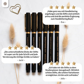 Handlettering Stifte Set - 6 schwarze Stifte