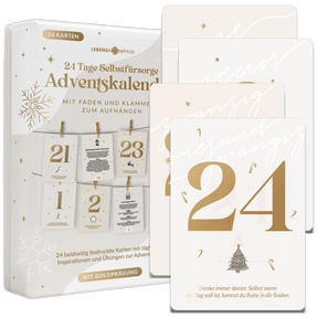 Adventskalender Kartenset zum Aufhängen mit Goldprägung