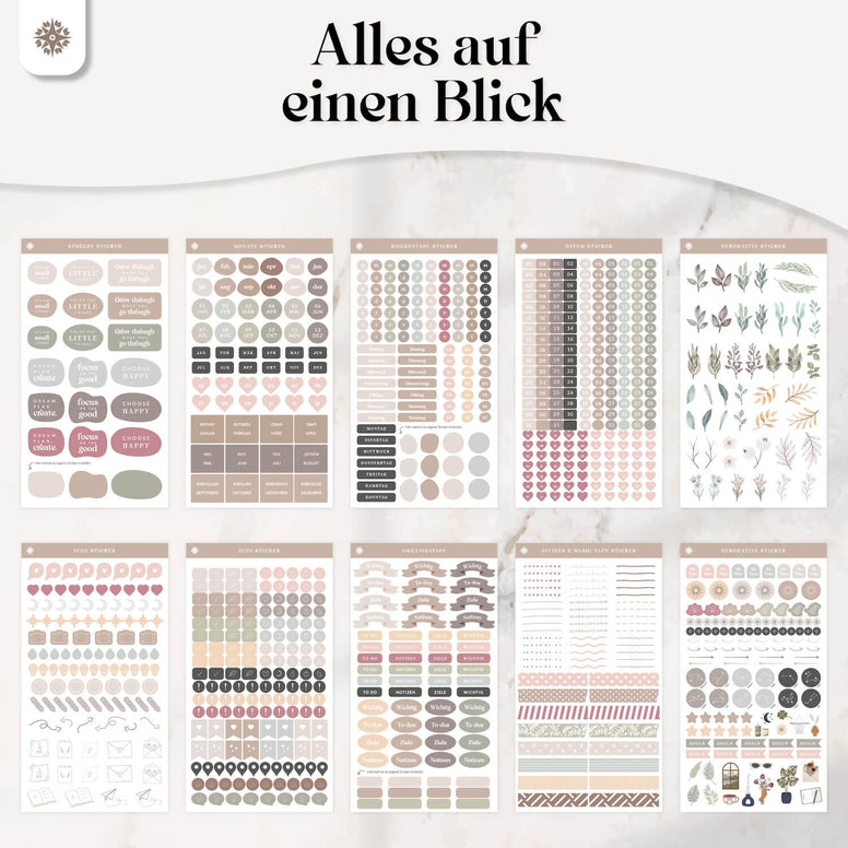 Sticker Set für Kalender & Bullet Journaling