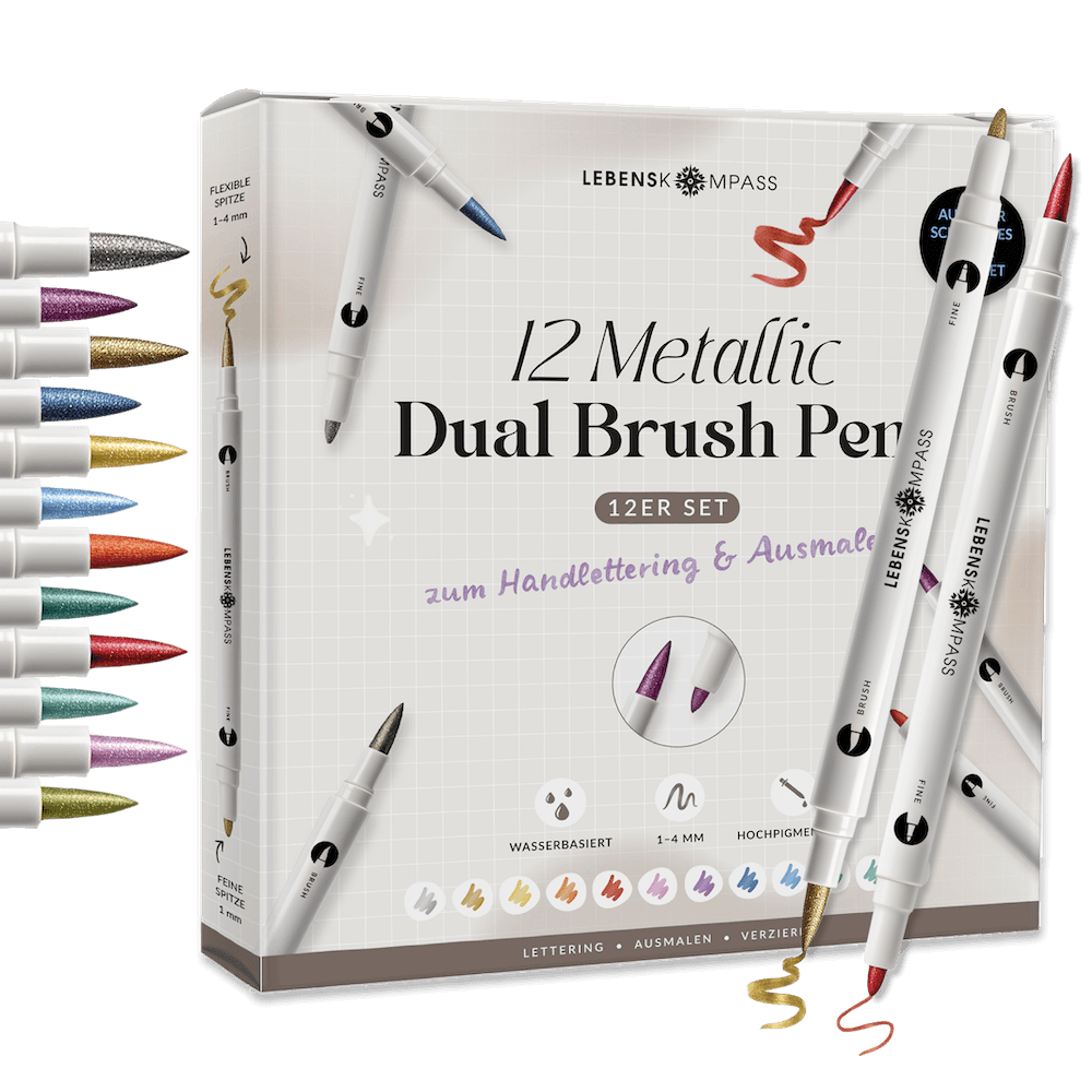 Metallic Dual Brush Pens - 12 bunte Pinselstifte