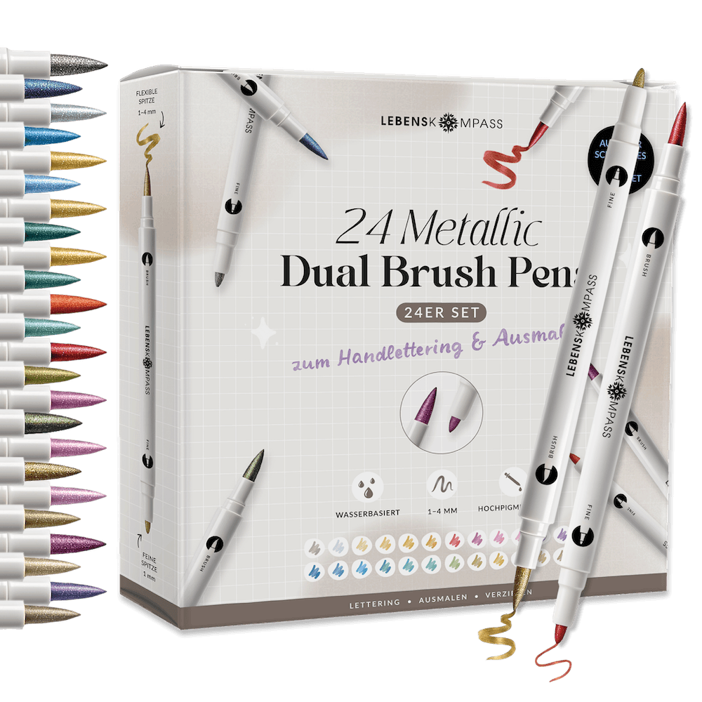 Metallic Dual Brush Pens - 12 bunte Pinselstifte