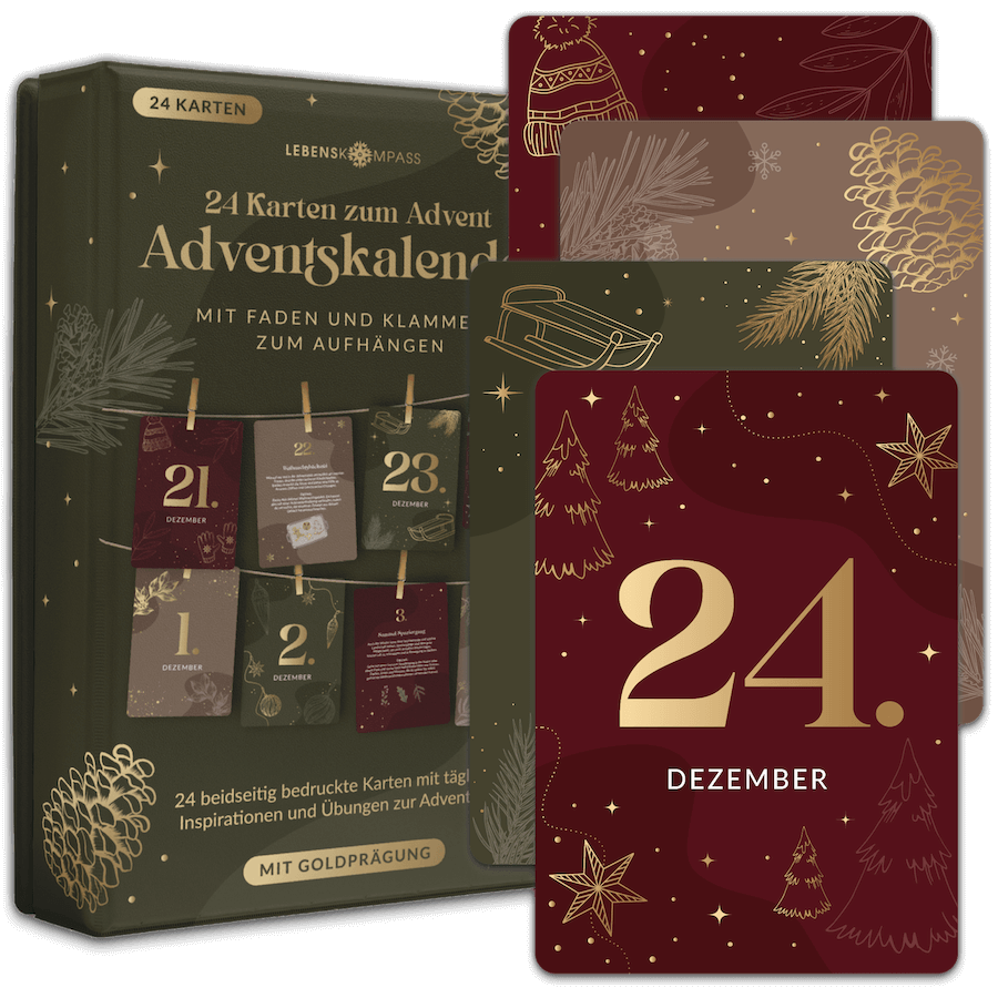 Adventskalender Kartenset zum Aufhängen mit Goldprägung