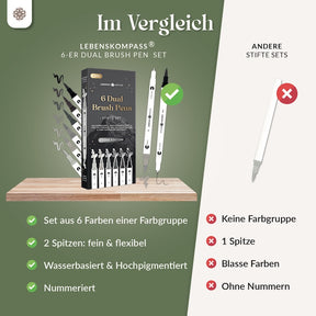 6er Dual Brush Pen Sets - Bunte Pinselstifte