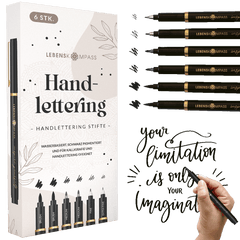 Handlettering Stifte Set - 6 schwarze Stifte