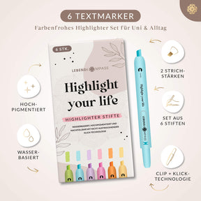 Textmarker Stifte - 6er Set Highlighter