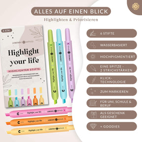Textmarker Stifte - 6er Set Highlighter