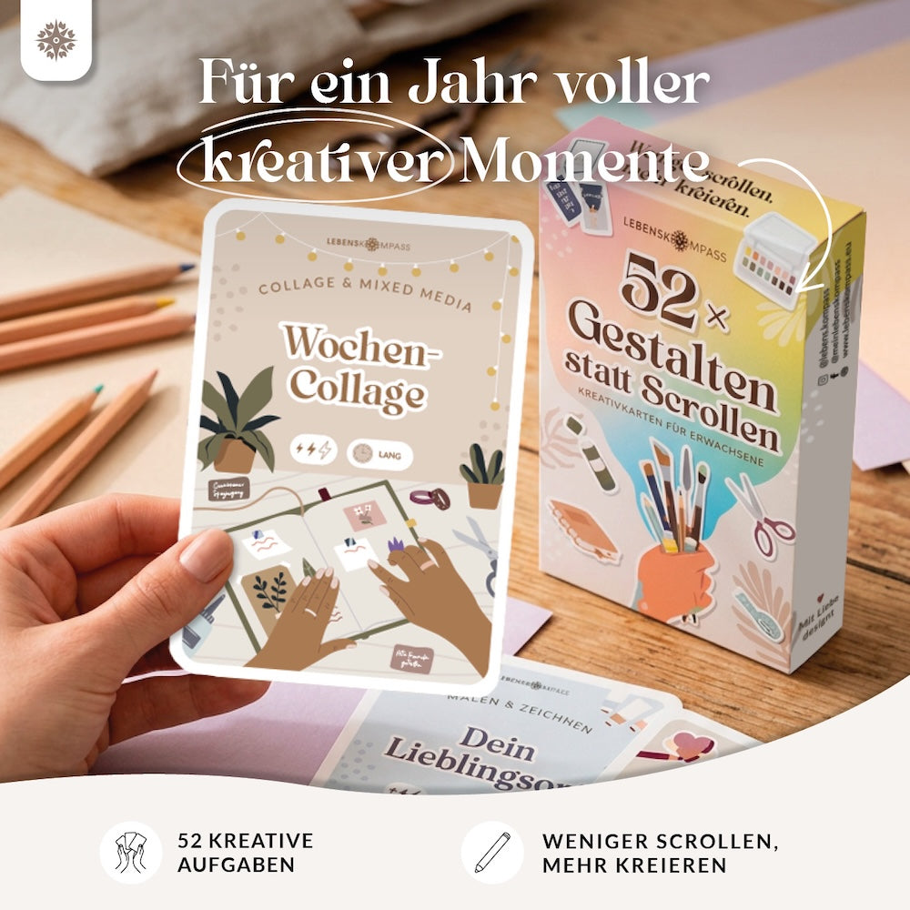 Kreativkarten für Erwachsene - 52 Bastelaufgaben