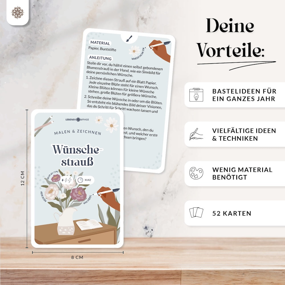 Kreativkarten für Erwachsene - 52 Bastelaufgaben