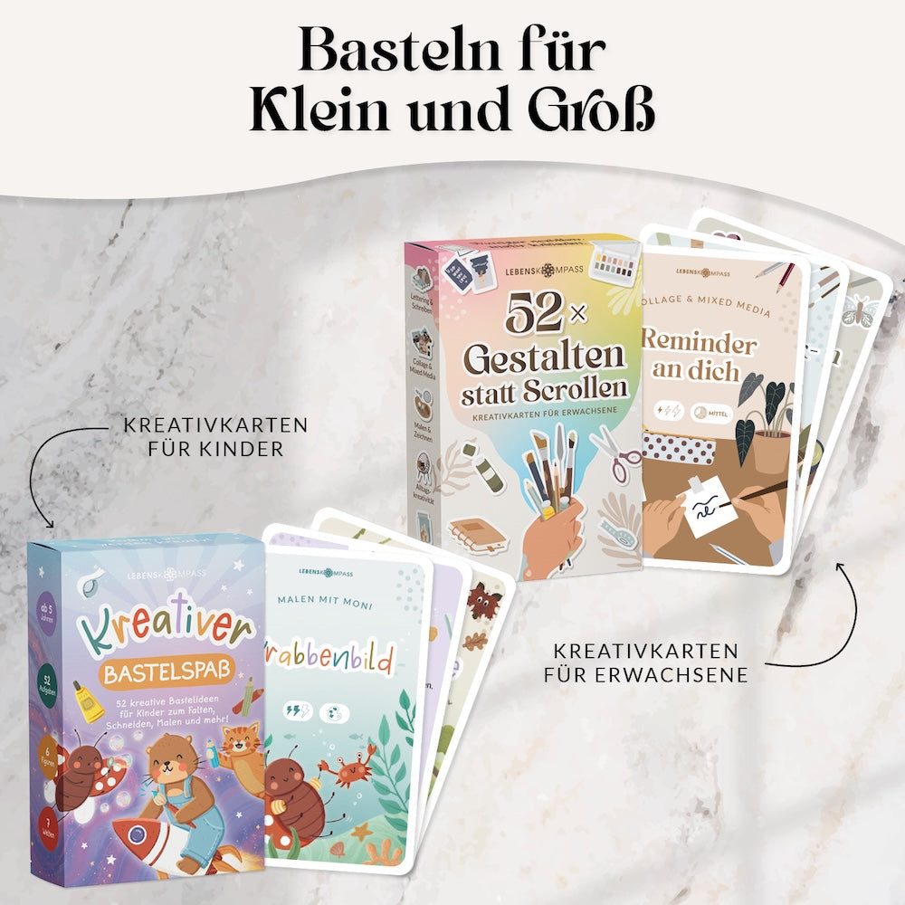 Kreativkarten für Erwachsene - 52 Bastelaufgaben