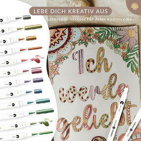 Metallic Dual Brush Pens - 12 bunte Pinselstifte