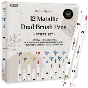 Metallic Dual Brush Pens - 12 bunte Pinselstifte