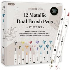 Metallic Dual Brush Pens - 12 bunte Pinselstifte