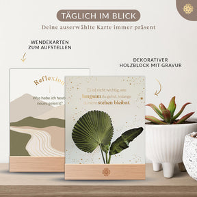Motivationskarten mit Goldprägung & Holzaufsteller