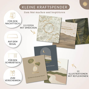 Motivationskarten mit Goldprägung & Holzaufsteller