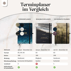 Terminplaner 2026 mit Stiftschlaufe