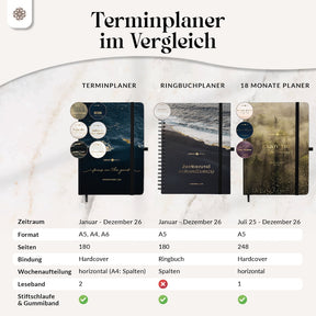 Terminplaner 2026 mit Stiftschlaufe
