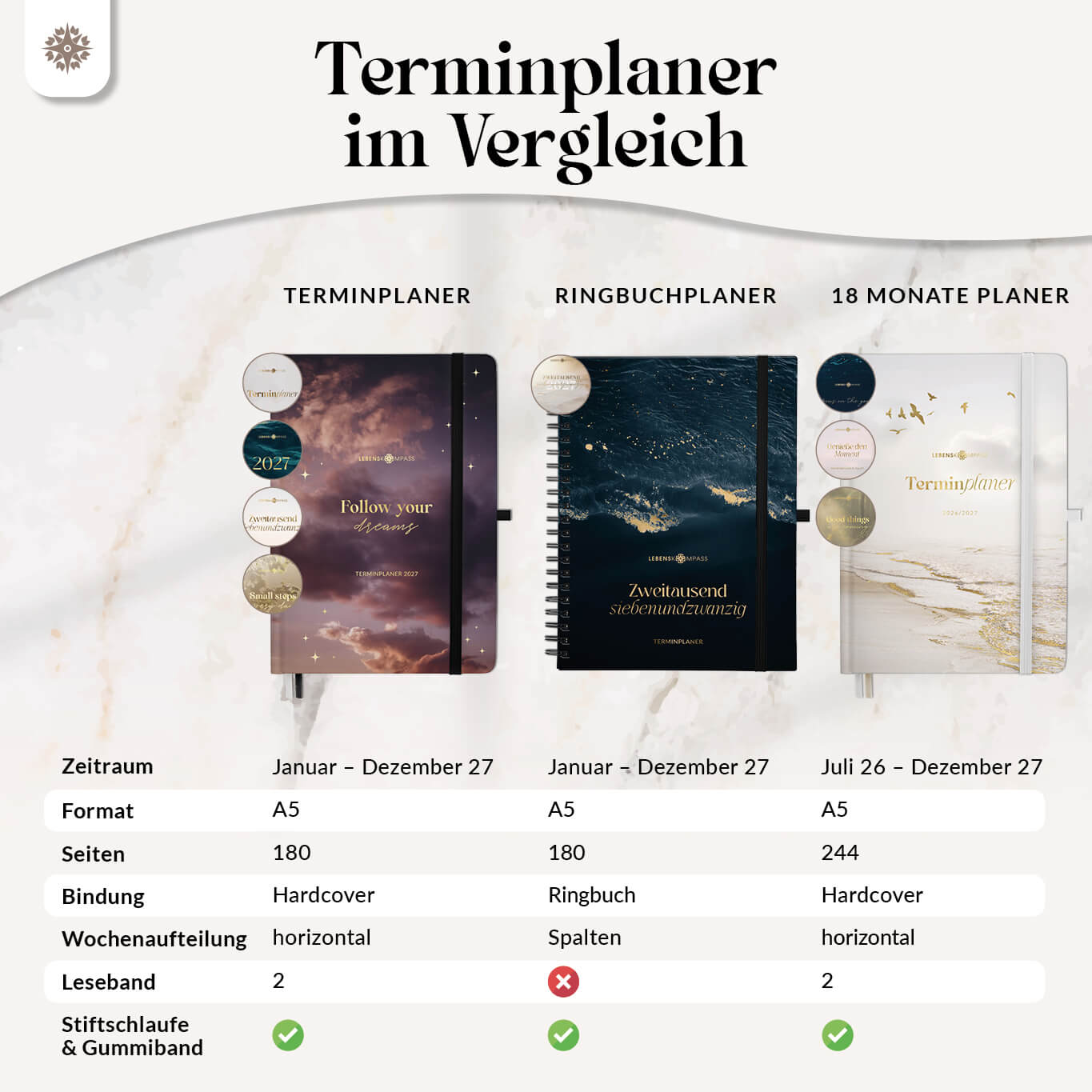Terminplaner 2027 mit Stiftschlaufe