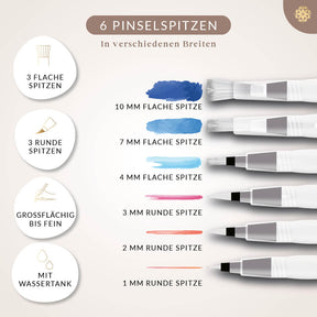 6er Pinsel Set mit Wassertank