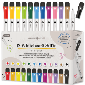 Whiteboard Stifte Set - 12 bunte Marker